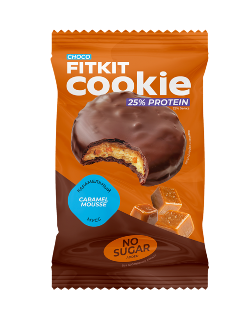 Десерт Fit Kit куки глазированный со вкусом карамельный мусс, 40 г