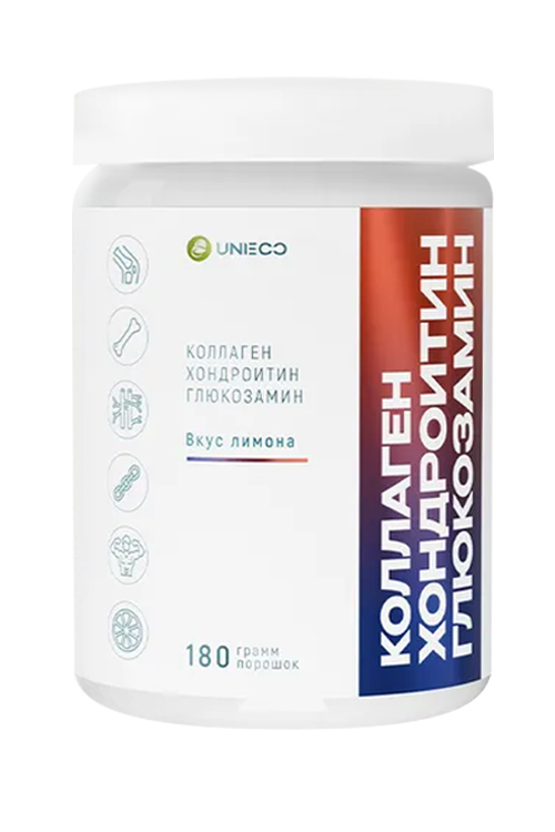 Коллаген говяжий+Глюкозамин+Хондроитин+Витамины Unieco лимон, 180 г