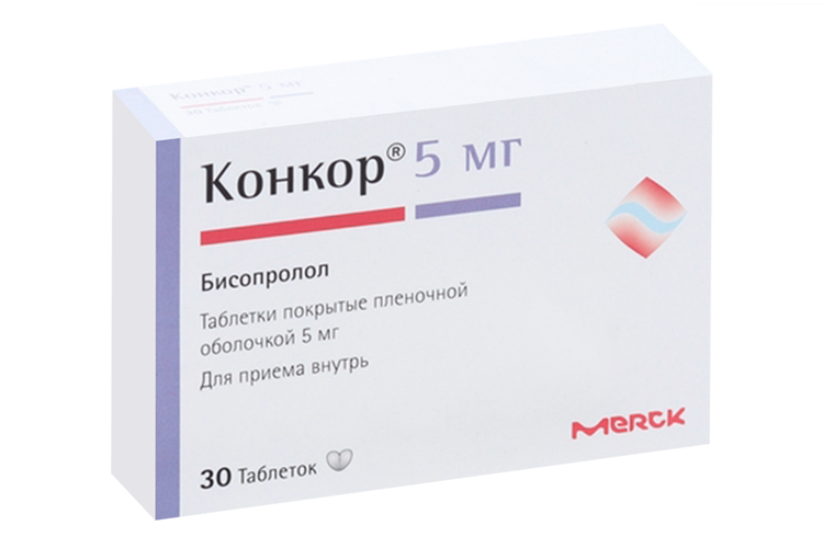 Конкор 5 мг, 30 шт, таблетки покрытые пленочной оболочкой