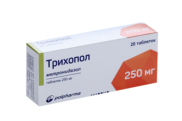

Трихопол 250 мг, 20 шт, таблетки