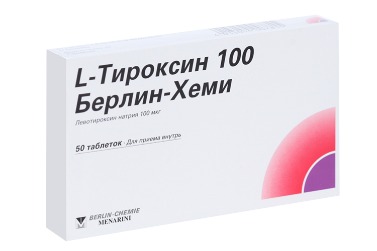 Л-Тироксин 100 Берлин Хеми 100 мкг, 50 шт, таблетки