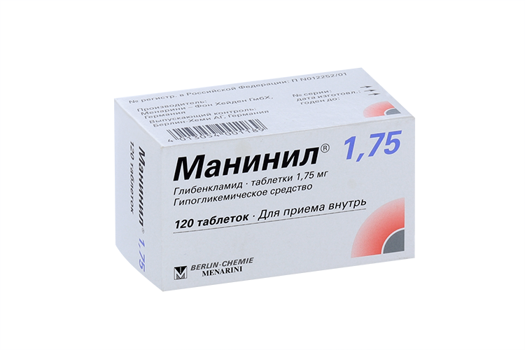 

Манинил 1.75 мг, 120 шт, таблетки