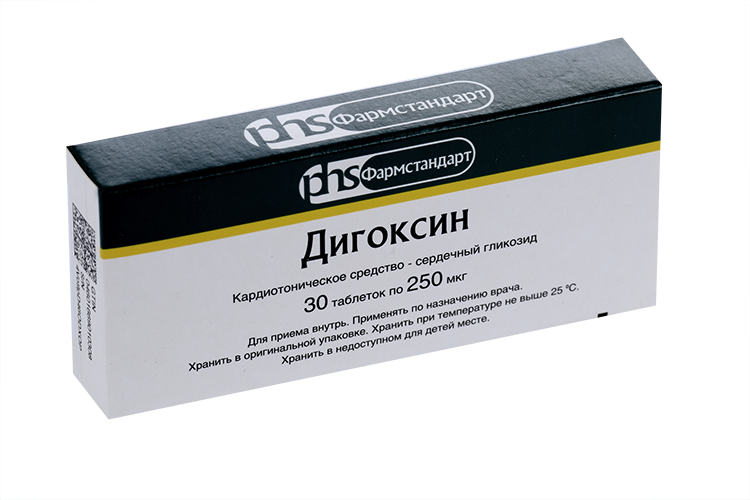 

Дигоксин 0.25 мг, 30 шт, таблетки